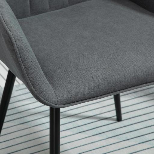 Pack de 2 Sillas de Cocina con Respaldo Reposabrazos y Patas de Metal para Salón 59,5x56,5x81 cm Gris Oscuro [6]