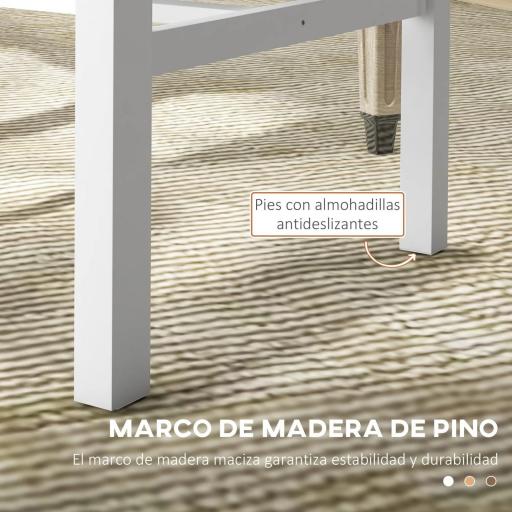 Juego de 2 Sillas de Comedor con Respaldo Alto de Listones y Estructura en Madera de Pino 38,5x47,5x99 cm Blanco [5]