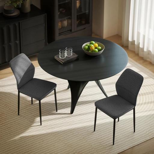 Conjunto de 2 Sillas de Comedor con Tapizado de Terciopelo Sintético Respaldo Curvo y Patas de Acero 45x57x86 cm Gris [4]