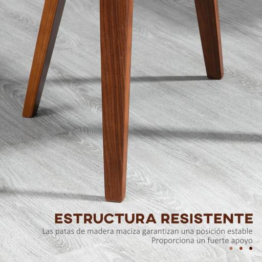 Pack de 2 Sillas de Comedor con Patas de Madera Tapizadas en Cuero Sintético Respaldo Curvado 53x54x81 cm Negro [3]