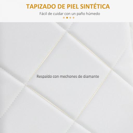 Set de 4 Sillas de Comedor Tapizadas de Piel Sintética con Respaldo Alto y Patas de Acero 41x50x97 cm Blanco [4]