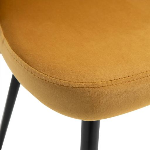Pack de 2 Sillas de Comedor Tapizadas en Terciopelo con Respaldo Acolchados Patas de Metal Carga 90 kg 49x50x77 cm Camel  [6]
