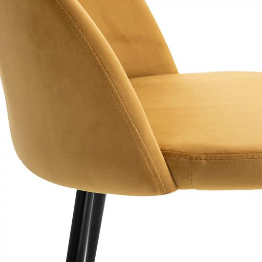 Pack de 2 Sillas de Comedor Tapizadas en Terciopelo con Respaldo Acolchados Patas de Metal Carga 90 kg 49x50x77 cm Camel  [7]