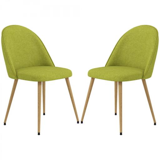 Pack de 2 Sillas de Comedor Sillas de Cocina Tapizadas de Tela de Lino con Patas de Acero Carga 120 kg 50x52x83 cm Verde [8]