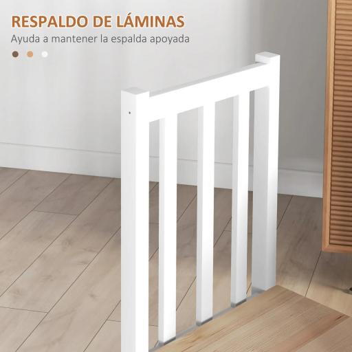 Juego de 2 Sillas de Comedor y Cocina con Respaldo de Listones Estructura de Madera de Pino 38,5x47,5x99 cm Blanco [3]