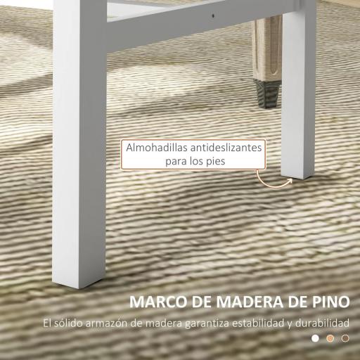 Juego de 2 Sillas de Comedor y Cocina con Respaldo de Listones Estructura de Madera de Pino 38,5x47,5x99 cm Blanco [4]
