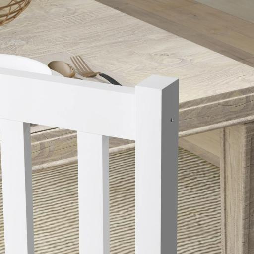 Juego de 2 Sillas de Comedor y Cocina con Respaldo de Listones Estructura de Madera de Pino 38,5x47,5x99 cm Blanco [6]