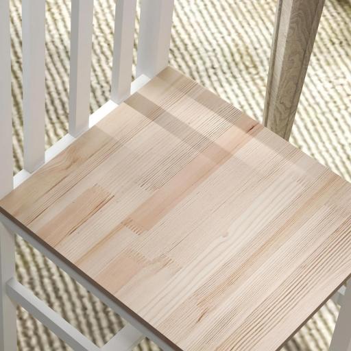 Juego de 2 Sillas de Comedor y Cocina con Respaldo de Listones Estructura de Madera de Pino 38,5x47,5x99 cm Blanco [7]