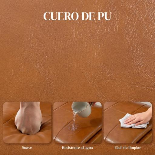 Pack de 2 Sillas de Comedor Tapizadas en PU Asiento Acolchado Patas de Madera para Salón Marrón [3]