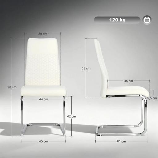 Juego de 4 Sillas de Comedor con Asiento y Respaldo Acolchado Tapizado en Terciopelo Patas de Acero Crema [1]