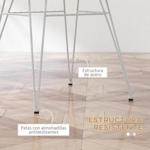 Set de 2 Sillas de Comedor Sillas de Cocina de Ratán PE con Patas de Acero para Salón Estilo Bohemio 56x60x79 cm Marrón [4]