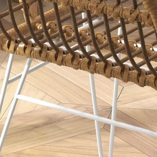 Set de 2 Sillas de Comedor Sillas de Cocina de Ratán PE con Patas de Acero para Salón Estilo Bohemio 56x60x79 cm Marrón [7]