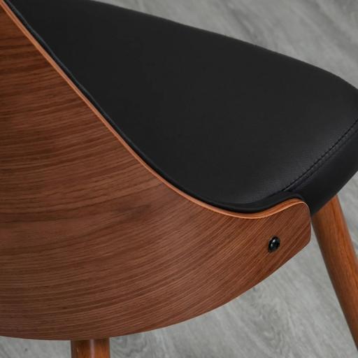 Set de 2 Sillas de Comedor Modernas con Asiento Tapizado en Cuero Sintético y Patas de Acero 50,5x59x82 cm Negro [6]