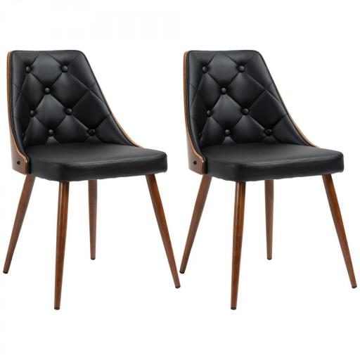 Set de 2 Sillas de Comedor Modernas con Asiento Tapizado en Cuero Sintético y Patas de Acero 50,5x59x82 cm Negro [8]