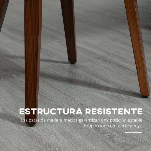 Juego de 2 Sillas de Comedor Modernas con Asiento Tapizado en Cuero Sintético y Patas de Madera 47,5x57x85cm Gris [4]