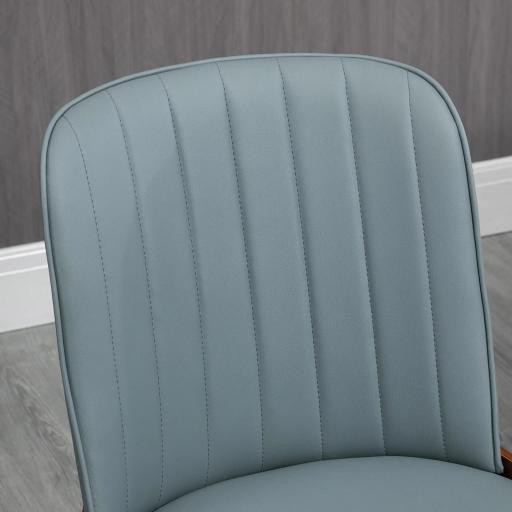 Juego de 2 Sillas de Comedor Modernas con Asiento Tapizado en Cuero Sintético y Patas de Madera 47,5x57x85cm Gris [5]