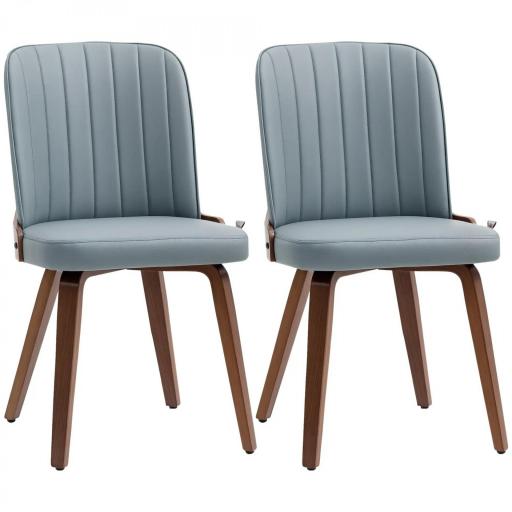 Juego de 2 Sillas de Comedor Modernas con Asiento Tapizado en Cuero Sintético y Patas de Madera 47,5x57x85cm Gris [7]