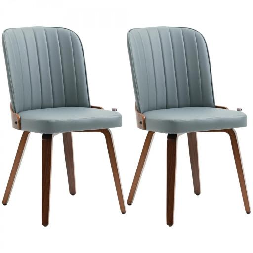 Juego de 2 Sillas de Comedor Modernas con Asiento Tapizado en Cuero Sintético y Patas de Madera 47,5x57x85cm Gris [9]