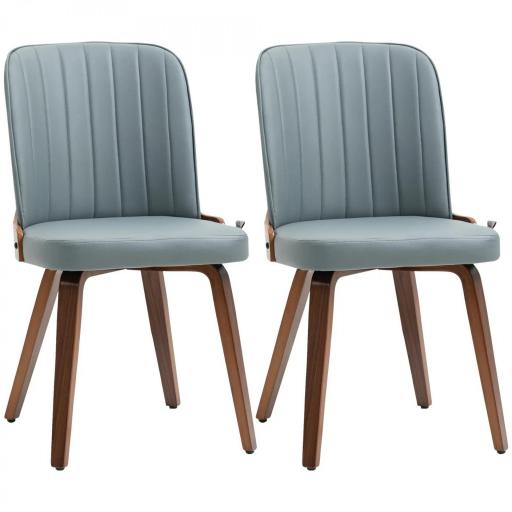 Juego de 2 Sillas de Comedor Modernas con Asiento Tapizado en Cuero Sintético y Patas de Madera 47,5x57x85cm Gris [8]