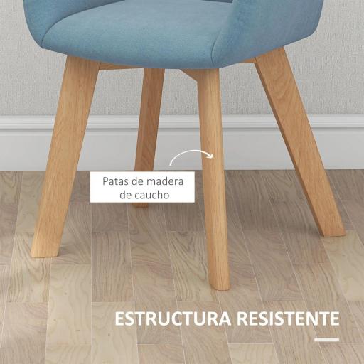 Juego de 2 Sillas de Comedor Modernas Tapizadas en Terciopelo con Patas de Madera para Salón 54x57x80 cm Azul [4]