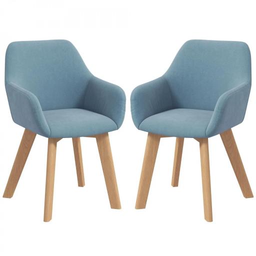 Juego de 2 Sillas de Comedor Modernas Tapizadas en Terciopelo con Patas de Madera para Salón 54x57x80 cm Azul [8]