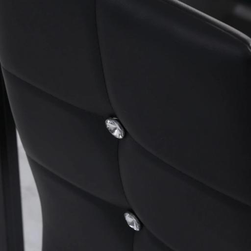 Juego de 6 Sillas de Comedor Tapizada en PU con Respaldo Alto con Botones y Patas de Acero Diseño Moderno Negro [7]