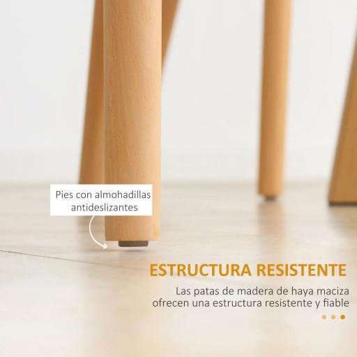 Juego de 4 Sillas de Comedor Estilo Nórdico con Respaldo de Polipropileno y Patas de Madera 48x52,5x83 cm Blanco [4]