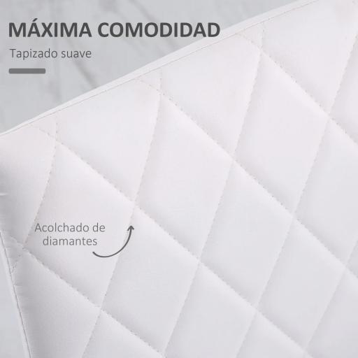 Pack de 4 Sillas de Comedor, Sillas de Cocinas Modernas, Respaldo Alto con Costuras Decorativas de Diamantes, Tapizadas en Cuero Sintético, Patas de Acero, Blanco [4]