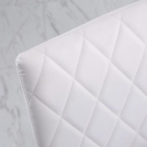 Pack de 4 Sillas de Comedor, Sillas de Cocinas Modernas, Respaldo Alto con Costuras Decorativas de Diamantes, Tapizadas en Cuero Sintético, Patas de Acero, Blanco [3]