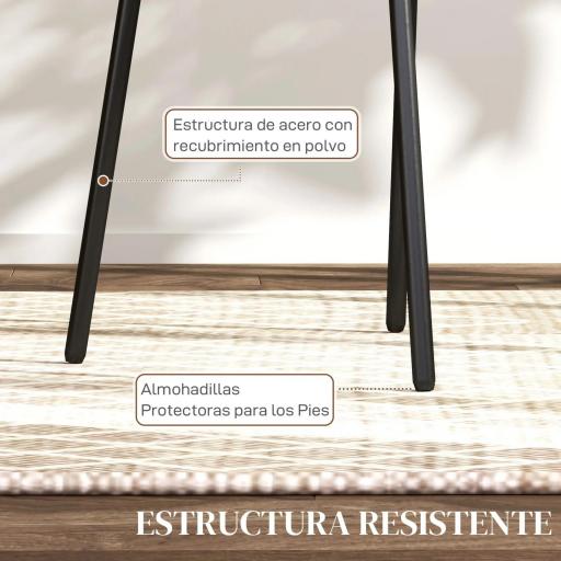 Pack de 2 Sillas de Comedor con Respaldo de Ratán Sintético y Marco de Acero para Salón 44x54x87 cm Rosa y Negro [5]