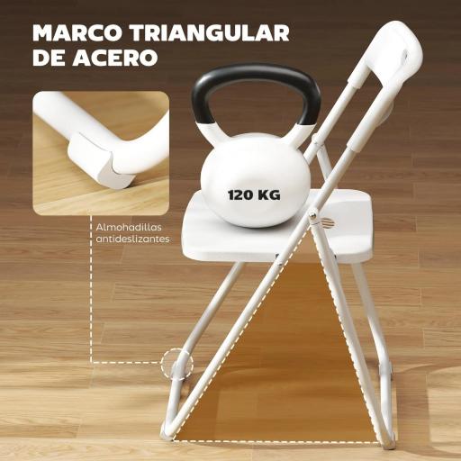Juego de 6 Sillas Plegables de Plástico con Respaldo Curvo Diseño Ventilación Estructura de Acero 48,5x47x75 cm Blanco [6]