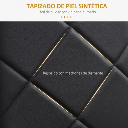 Set de 4 Sillas de Comedor Tapizadas de Piel Sintética con Respaldo Alto y Patas de Metal 41x50x97 cm Negro [5]