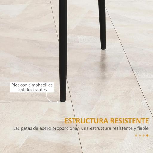 Set de 4 Sillas de Comedor Tapizadas de Piel Sintética con Respaldo Alto y Patas de Metal 41x50x97 cm Negro [7]