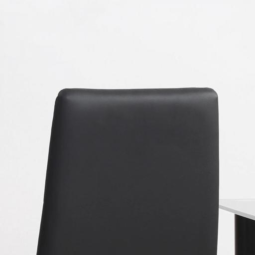 Set de 4 Sillas de Comedor Tapizadas de Piel Sintética con Respaldo Alto y Patas de Metal 41x50x97 cm Negro [2]