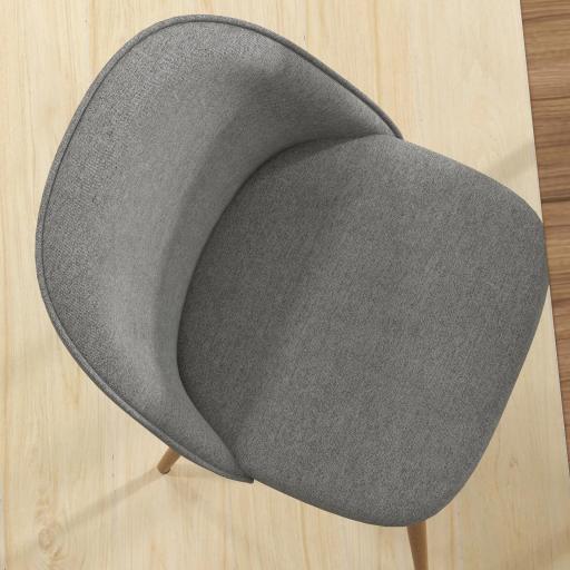 Pack de 2 Sillas de Comedor Sillas de Cocina Tapizadas de Tela de Lino con Patas de Acero Carga 120 kg 50x52x83 cm Gris [9]