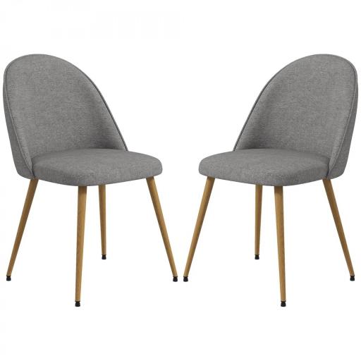 Pack de 2 Sillas de Comedor Sillas de Cocina Tapizadas de Tela de Lino con Patas de Acero Carga 120 kg 50x52x83 cm Gris [6]