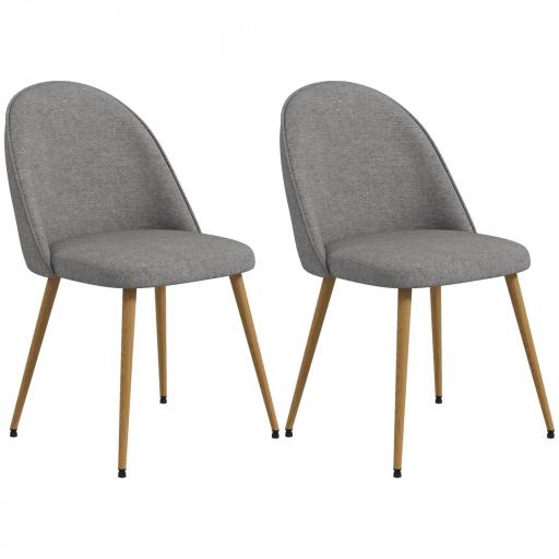 Pack de 2 Sillas de Comedor Sillas de Cocina Tapizadas de Tela de Lino con Patas de Acero Carga 120 kg 50x52x83 cm Gris [5]