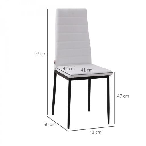 Pack de 4 Sillas de Cocina Modernas Tapizadas en Lino y Patas de Metal para Salón Carga 120 kg 41x50x97 cm Blanco [1]