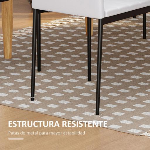 Pack de 4 Sillas de Cocina Modernas Tapizadas en Lino y Patas de Metal para Salón Carga 120 kg 41x50x97 cm Blanco [6]