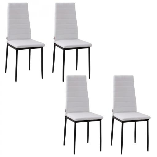 Pack de 4 Sillas de Cocina Modernas Tapizadas en Lino y Patas de Metal para Salón Carga 120 kg 41x50x97 cm Blanco [9]