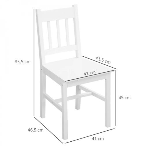 Juego de 2 Sillas de Comedor Blancas Silla de Cocina con Respaldo de Listones Marco de Madera de Pino 41x46,5x85,5 cm [1]