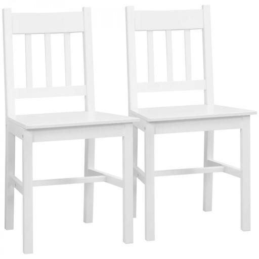 Juego de 2 Sillas de Comedor Blancas Silla de Cocina con Respaldo de Listones Marco de Madera de Pino 41x46,5x85,5 cm [8]