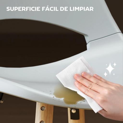 Pack de 2 Sillas de Comedor de Plástico con Respaldo Curvado y Patas de Madera de Caucho Gris [6]