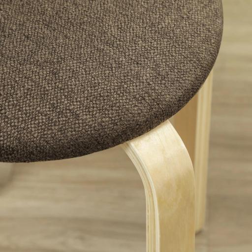 Juego de 4 Taburetes Redondos de Madera Apilables con Asiento Acolchado para Cocina Comedor Dormitorio Marrón [7]