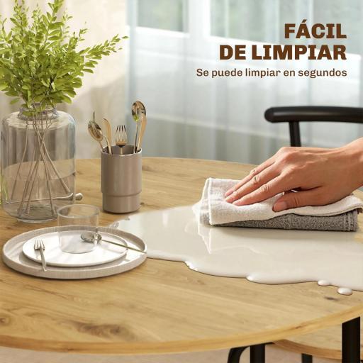 Juego de Mesa y 4 Sillas de Comedor Redonda Estilo Industrial Marco Metálico para Espacios Pequeños Salón Natural [3]