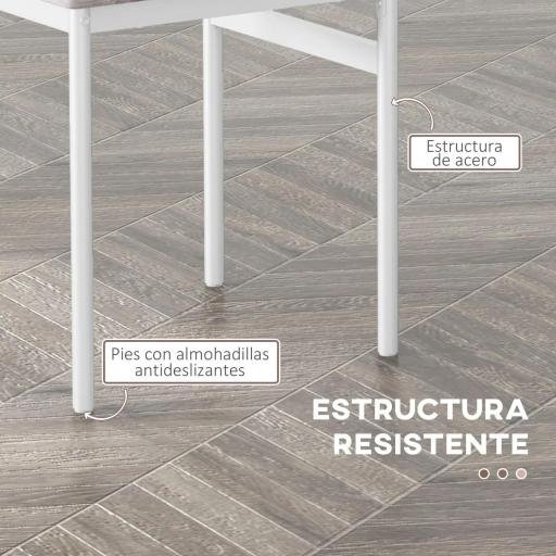 Conjunto de Comedor 5 Piezas Juego de 1 Mesa y 4 Sillas con Pies Acero para Cocina 110x70x75 cm Madera Natural y Blanco [5]