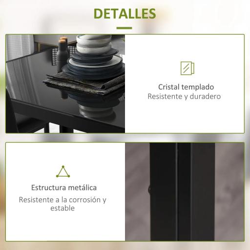 Conjunto de Comedor de Mesa y 4 Sillas 5 Piezas Mesa Rectangular de Vidrio Templado y Sillas Tapizadas en PU Negro [5]