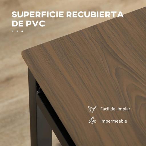 Juego de Mesa y 4 Sillas de Comedor Estilo Moderno Marco Metálico para Espacios Pequeños Marrón Oscuro y Negro [4]