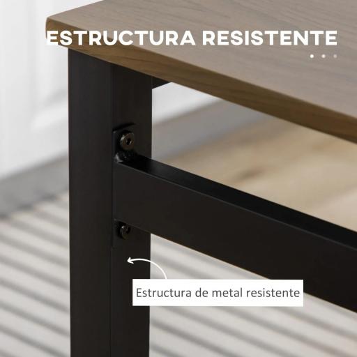Juego de Mesa y 4 Sillas de Comedor Estilo Moderno Marco Metálico para Espacios Pequeños Marrón Oscuro y Negro [5]