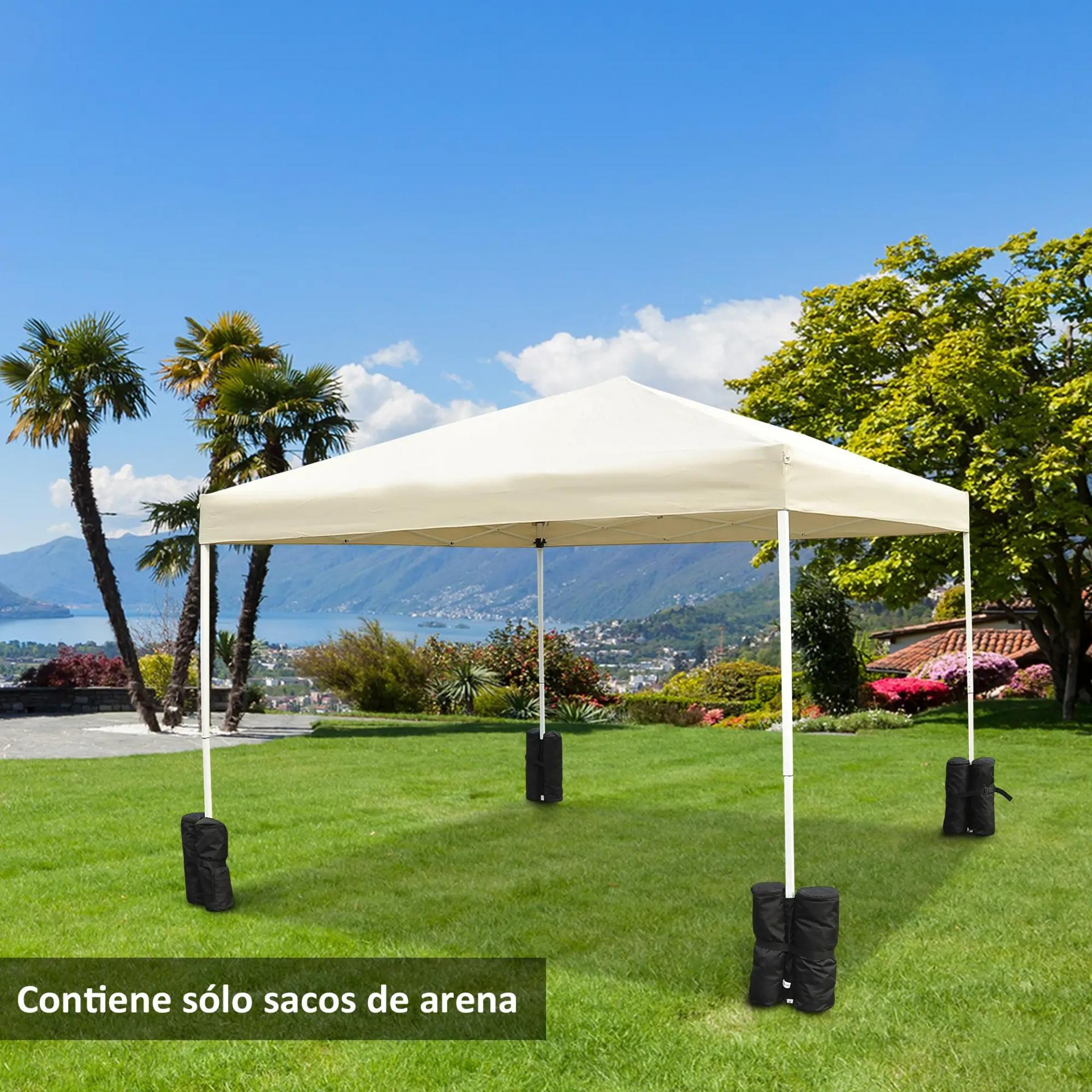 Pack de 4 Sacos de Lastre Rellenables para Carpa Tienda y Cenador Volumen Máx. 15kg Ø14x42 cm Color Negro